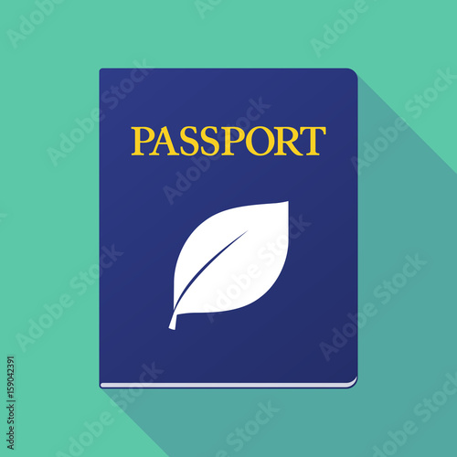 Long shadow passport with a leaf