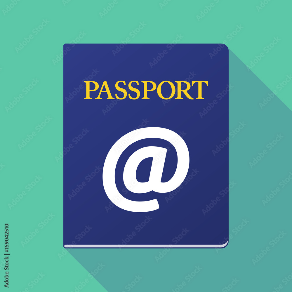 Long shadow passport with an at sign Long shadow passport with an at sign