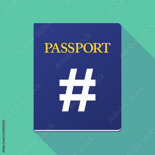 Long shadow passport with a hash tag