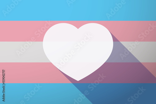 Long shadow transgender flag with a heart