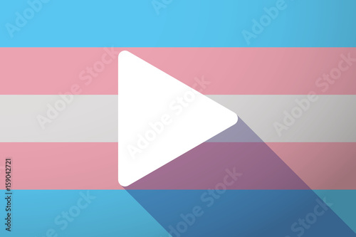 Long shadow transgender flag with a play sign