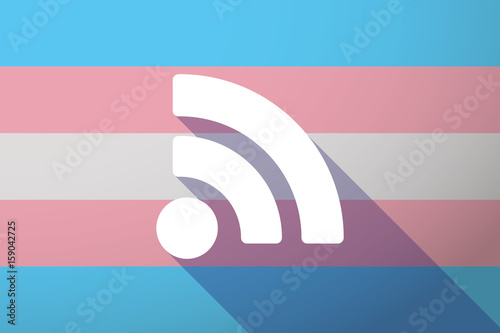 Long shadow transgender flag with an RSS sign