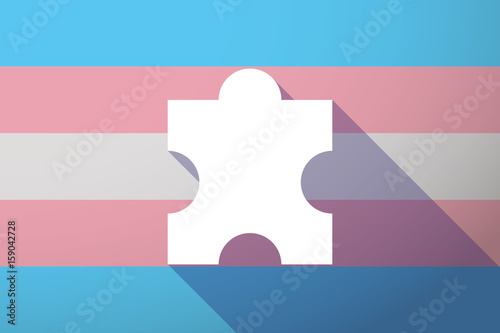 Long shadow transgender flag with a puzzle piece