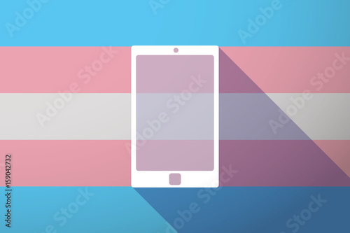 Long shadow transgender flag with a smart phone