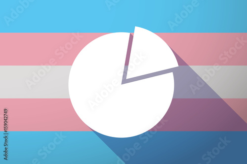 Long shadow transgender flag with a pie chart