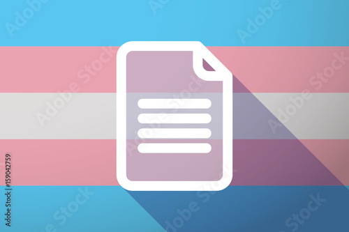 Long shadow transgender flag with a document
