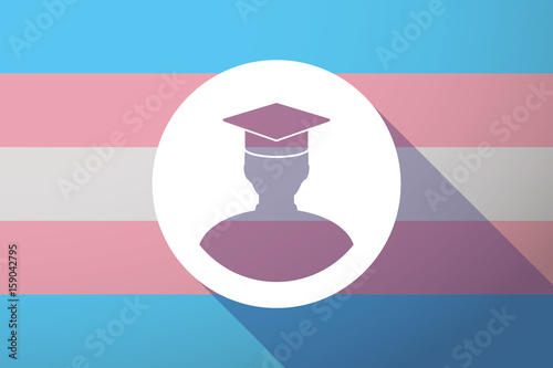 Long shadow transgender flag with a student