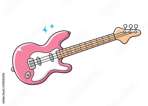 Pink electric toy guitar isolated.