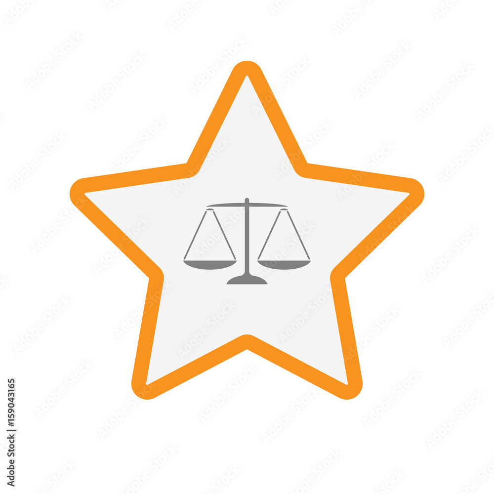 Isolated star with a justice weight scale sign Isolated star with a justice weight scale sign