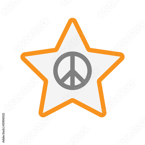 Isolated star with a peace sign