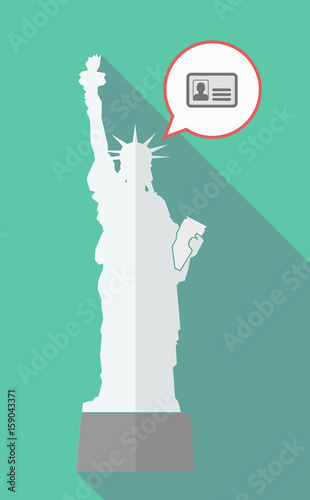 Long shadow statue of libety with an id card