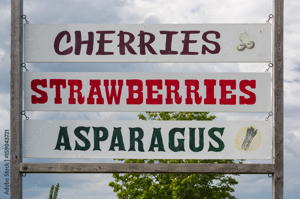Cherries Strawberries Asparagus Farmstand Sign