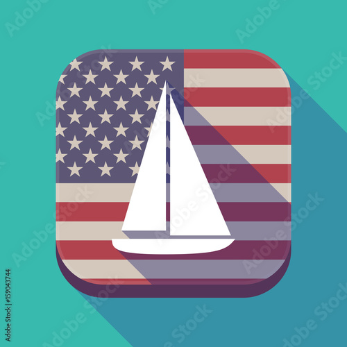 Long shadow USA app button with a ship