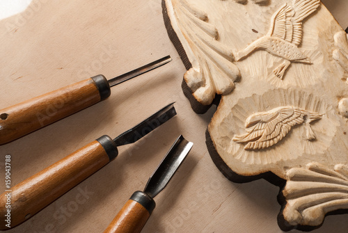 Tools for wood carving.