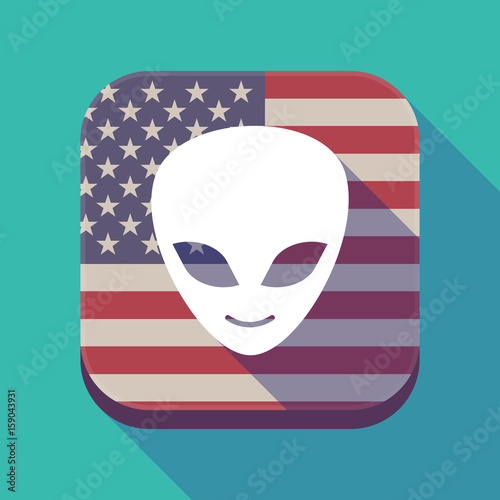 Long shadow USA app button with an alien face