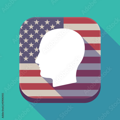 Long shadow USA app button with a male head