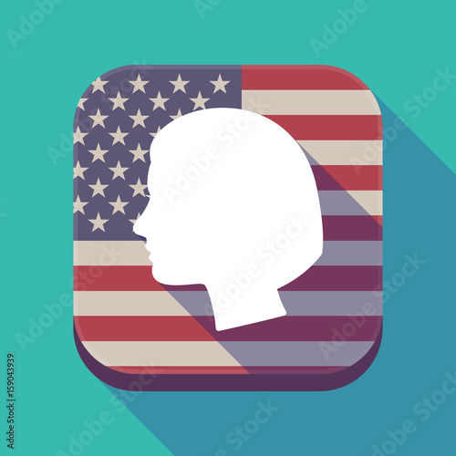 Long shadow USA app button with a female head