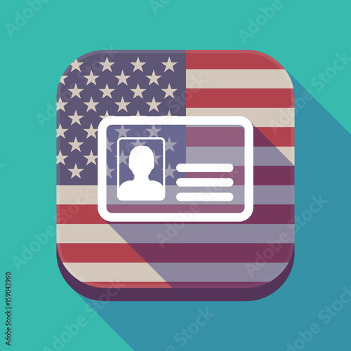 Long shadow USA app button with an id card