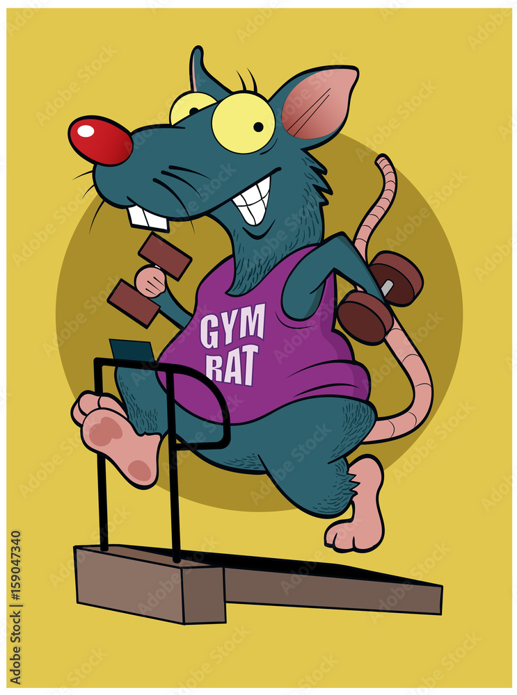 Gym rat with the dumbbell stock vector. Illustration of cartoon - 138725342