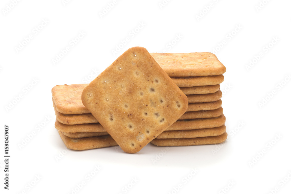 Fototapeta premium Salted biscuits on white background