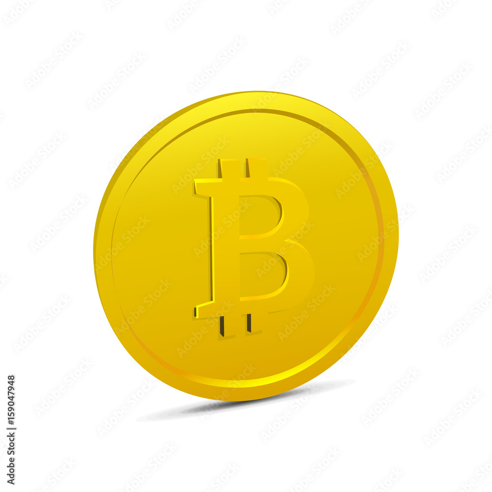 Bitcoin coin isolated on white background. Realistic 3D gold coin icon. Vector illustration of electronic virtal money. Cryptographic currency. Bitcoin coin isolated on white background. Realistic 3D gold coin icon. Vector illustration of electronic virtal money. Cryptographic currency.