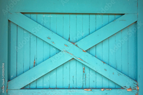 Antique, Turquoise Wooden Door Section