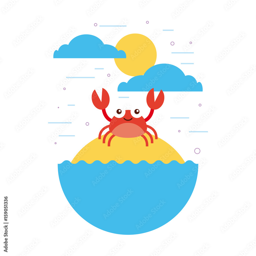 sea life flat draw icon vector illustration design graphic