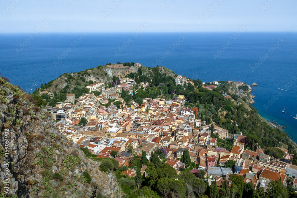 Aerial view of Taormina city - Taormina, Sicily, Italy