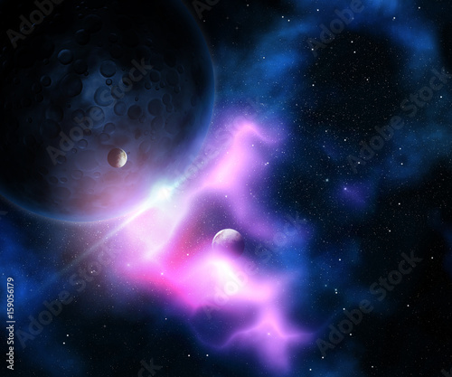 Fototapeta Naklejka Na Ścianę i Meble -  3D abstract fictional space scene