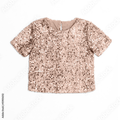 copper short top with sequins isolated on white background
