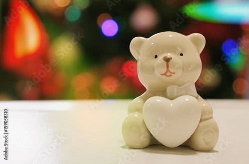 Christmas teddy bear decoration abstract bokeh background