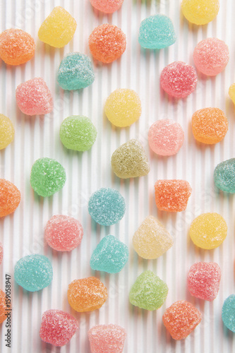 Colourful sugar candy on white background