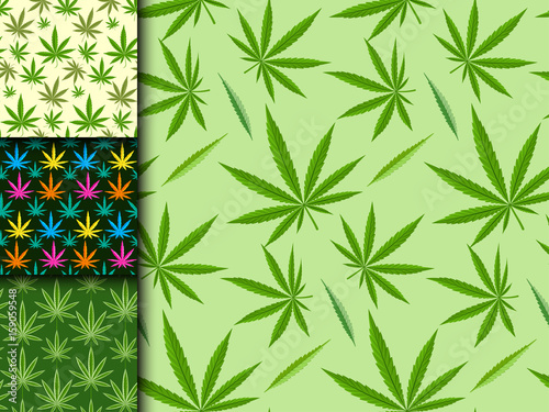 Green marijuana background vector illustration seamless pattern marihuana leaf herb narcotic textile