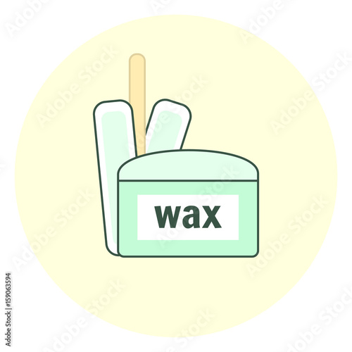 Blue wax depilation icon, hair removal tool, epilation symbol, delicate body care