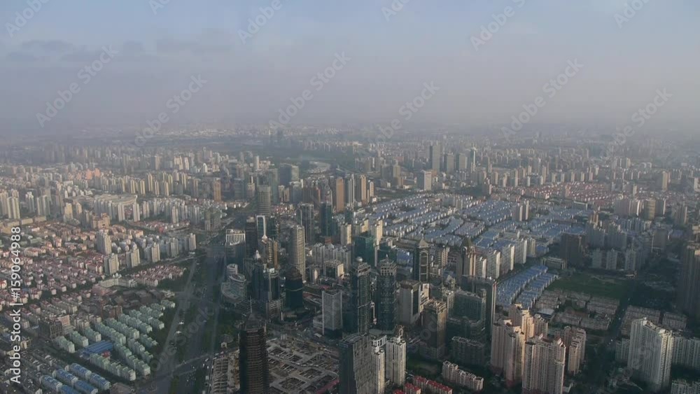 Elevated view of high-rise buildings in Shanghai,China.urban traffic,time lapse,serious haze pollution. Elevated view of high-rise buildings in Shanghai,China.urban traffic,time lapse,serious haze pollution.