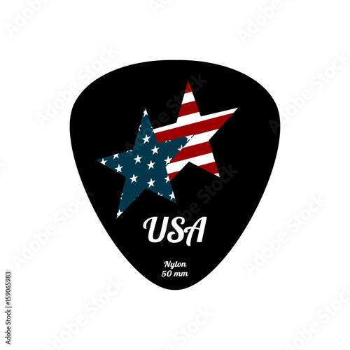 Guitar Pick icon with star in flat style