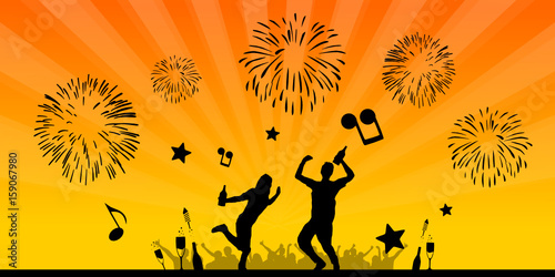 Silhouette Party Feuerwerk