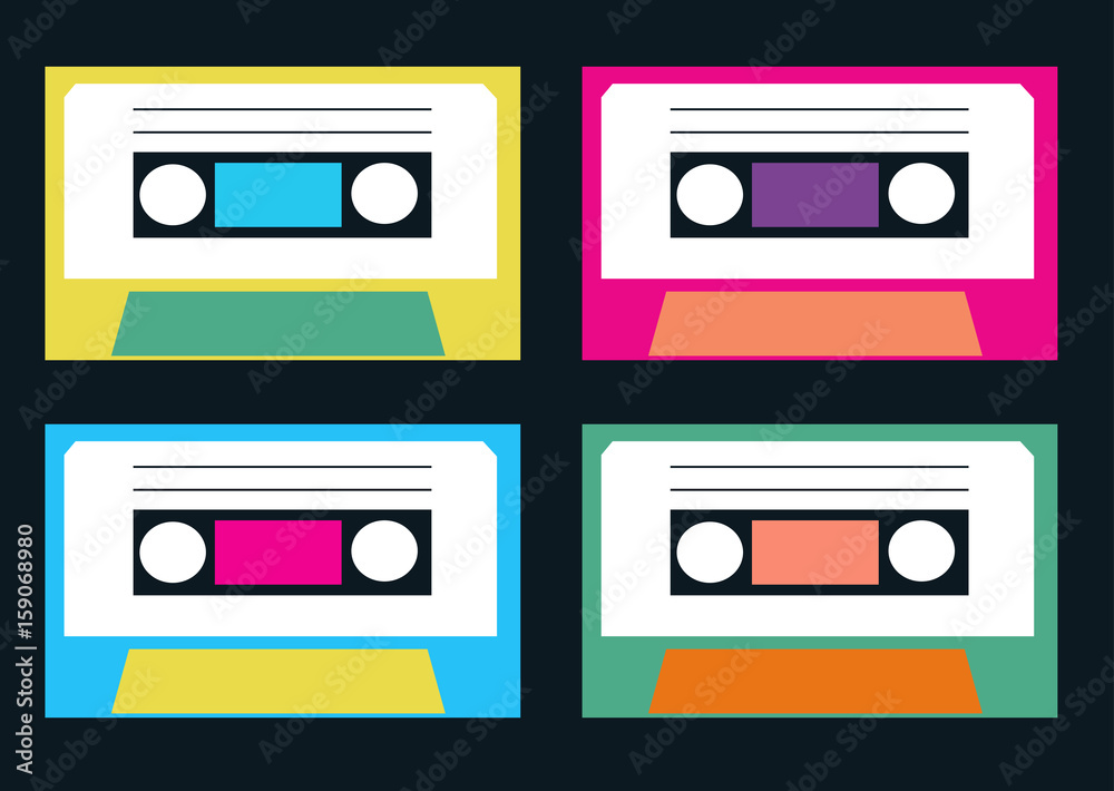 Fototapeta premium Audio cassette decks retro vintage background
