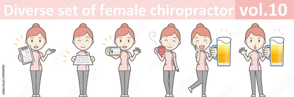 Diverse set of female chiropractor, EPS10 vol.10 Diverse set of female chiropractor, EPS10 vol.10