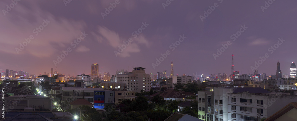 Night cityscape Bangkok Thailand 