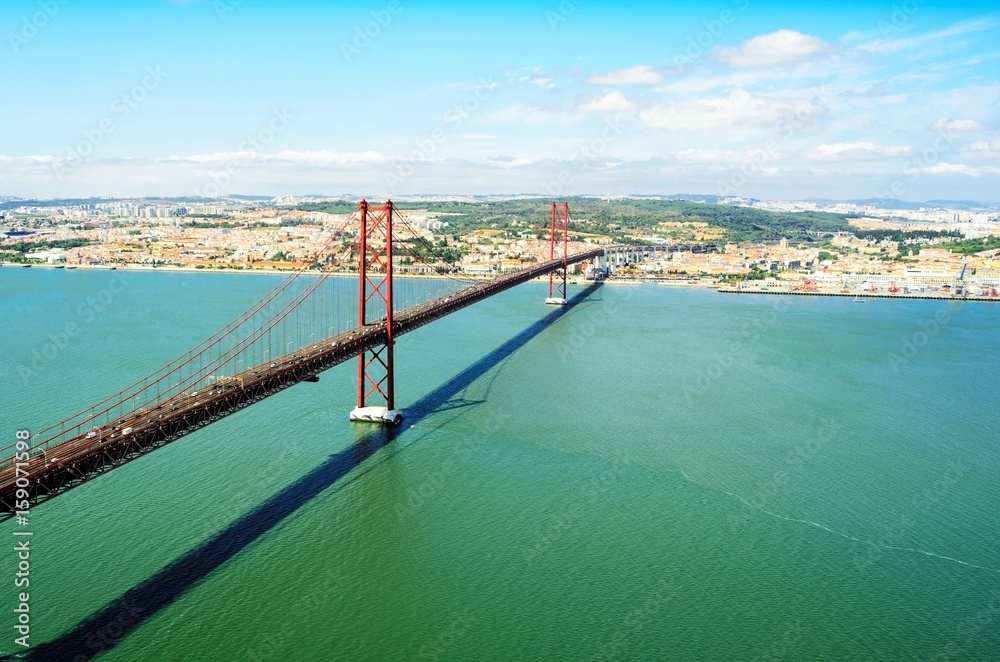 View of 25th April Bridge in Lisbon