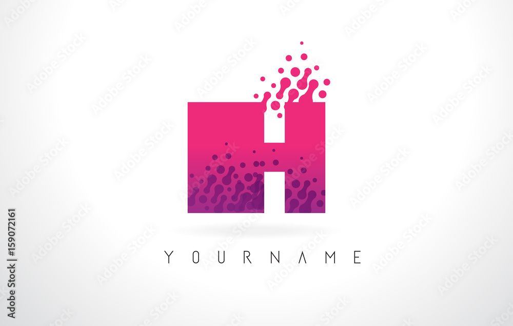 IH I H Letter Logo with Pink Purple Color and Particles Dots Design.