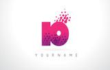 IO I O Letter Logo with Pink Purple Color and Particles Dots Design.