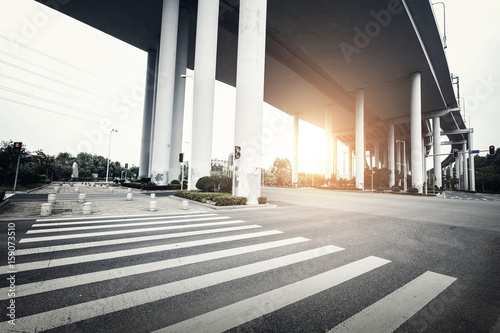 zebra crossing under the bridge