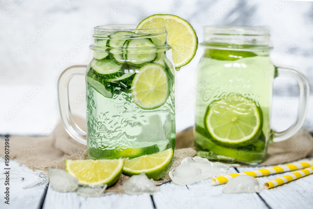 Summer drink with cucumber and lime Summer drink with cucumber and lime