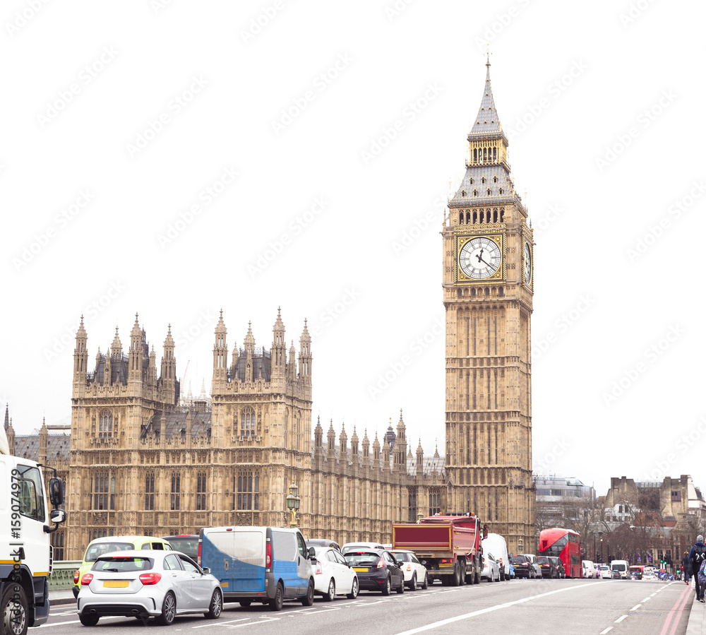 Obraz premium Traffic in Central London city, Big Ben in background