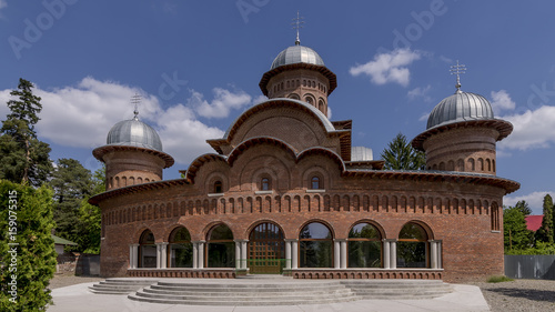 Nice view of the new Archdiocesan and Royal Cathedral of Curtea de Arges, on a sunny day photo