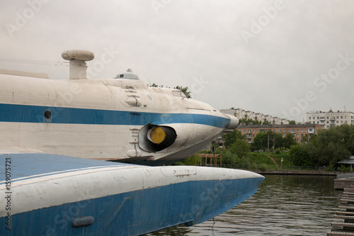 Fragment of the Russian plane A-90 Orlyonok. Aircraft on the river photo