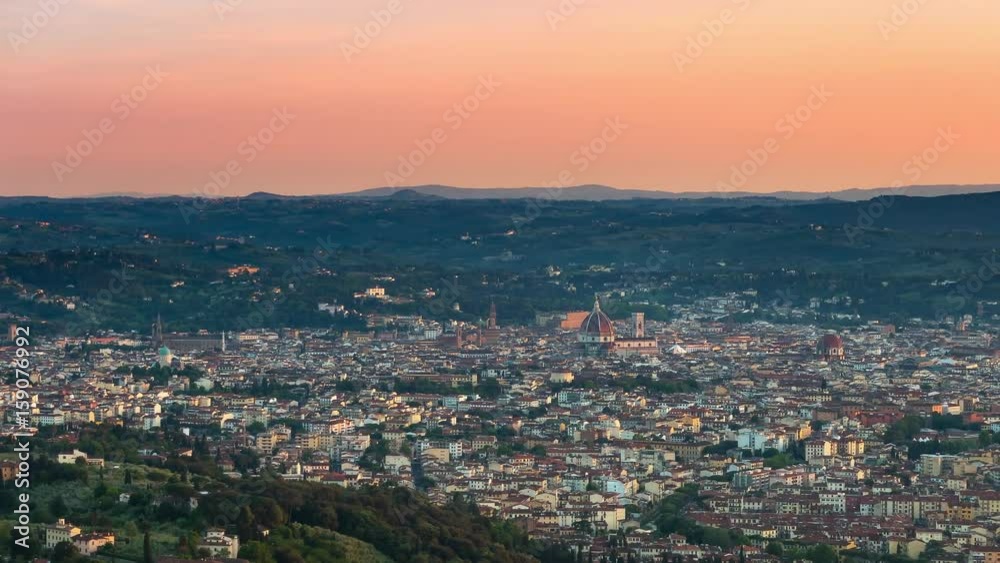 florence city skyline pan timelapse from day to night aerial view florence city skyline pan timelapse from day to night aerial view
