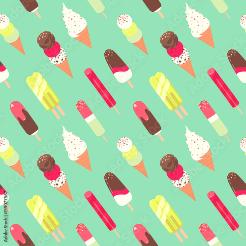 Ice-cream seamless vector pattern